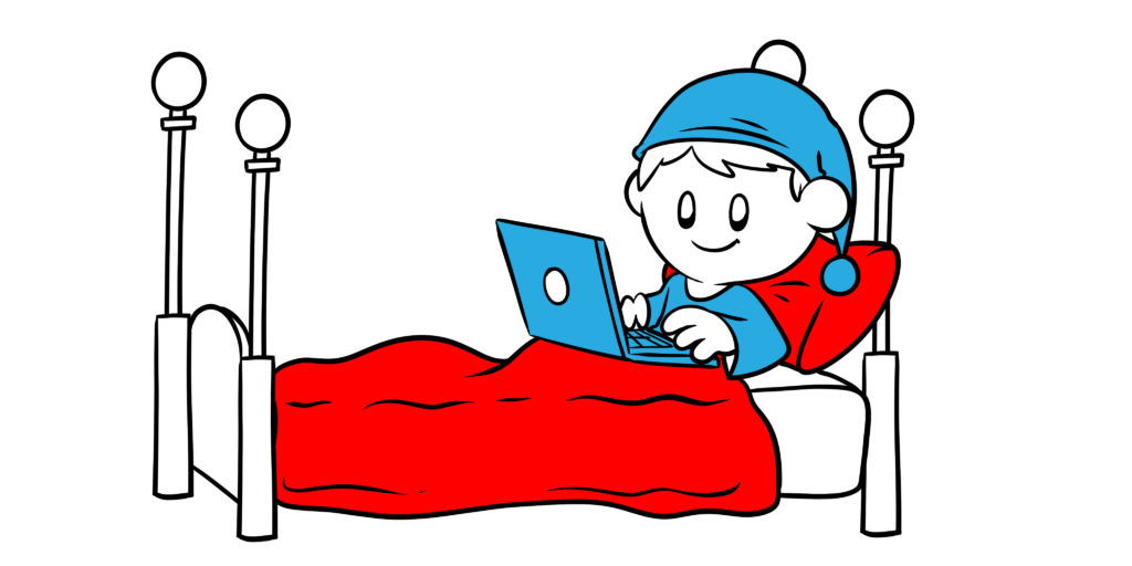 How To Carve Out Time For Writing Without Losing Sleep - An author sits up in bed, typing away.