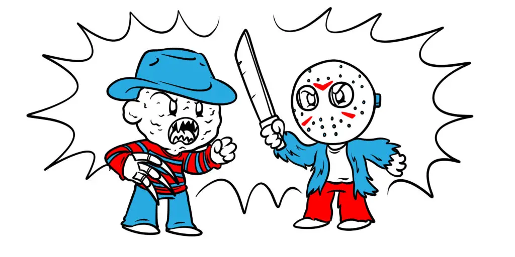 How To Create Conflict Between Multiple Antagonists - An image reminiscent of Freddy vs. Jason