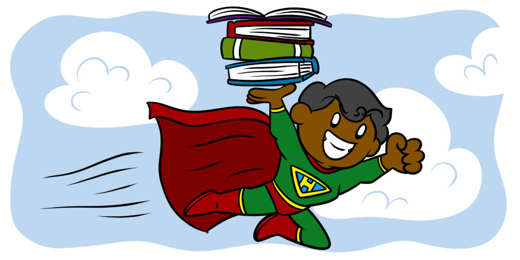 How To Write A Character Who Can Carry A Series - A superhero carries a stack of books.