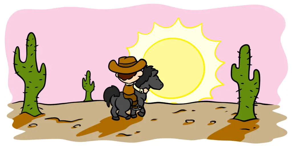 The Better Way To End Your Scene - A cowboy rides off into the sunset.