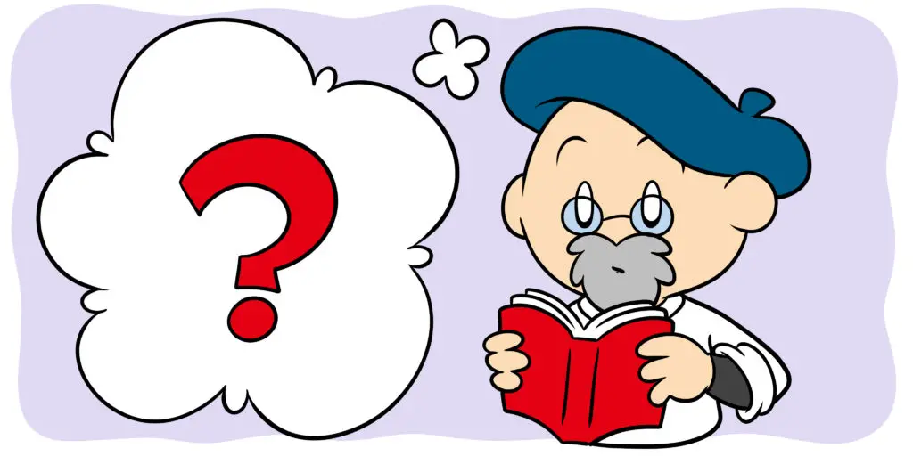 3 Writing Myths You Should Feel Free To Ignore - An author in a beret reads a book, a question mark by his head.