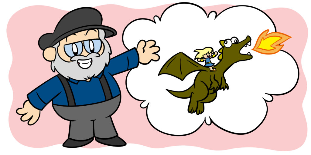 Five Things George R. R. Martin Can Teach You About Writing - George R. R. Martin waves, imagining a dragon flying away.
