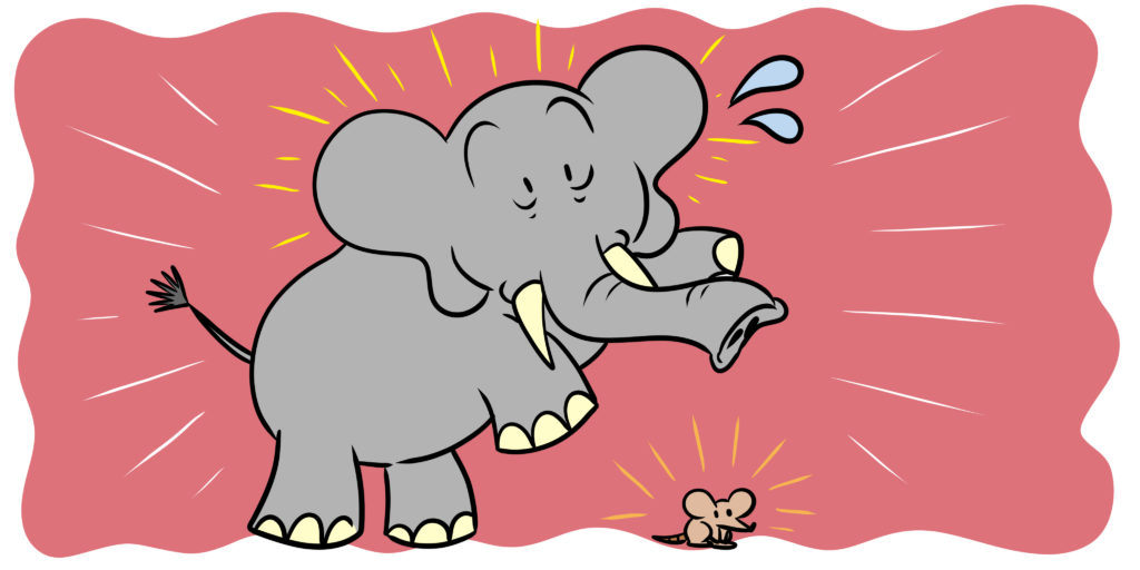 How To Handle Fear In Your Novel - An elephant is about to step on a mouse. Both look terrified.
