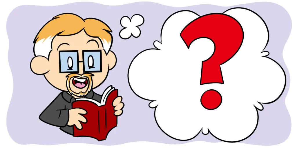 3 (More) Writing Myths You Should Feel Free To Ignore - An author in glasses reads a book, a question mark by his head.
