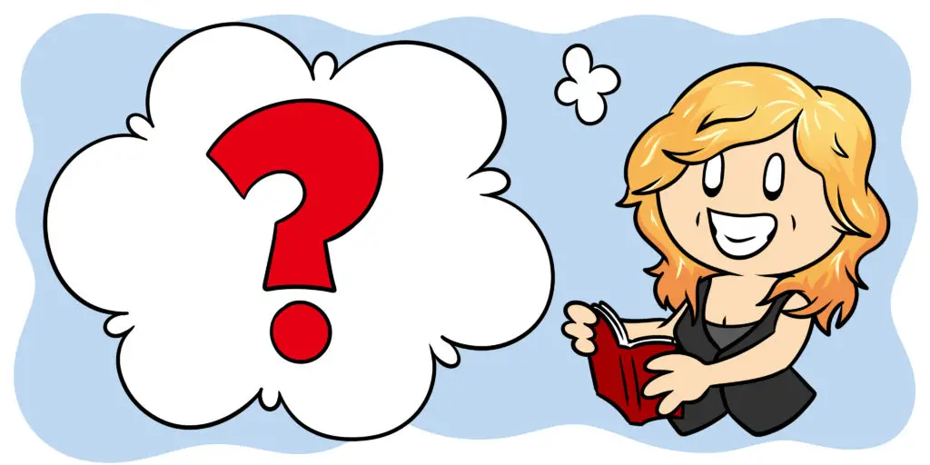 Another 3 Writing Myths You Should Feel Free To Ignore - An author reads a book, a question mark filling her thought bubble.