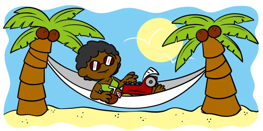 Is A Writing Retreat Right For You? - An author lays in a hammock on a desert island.