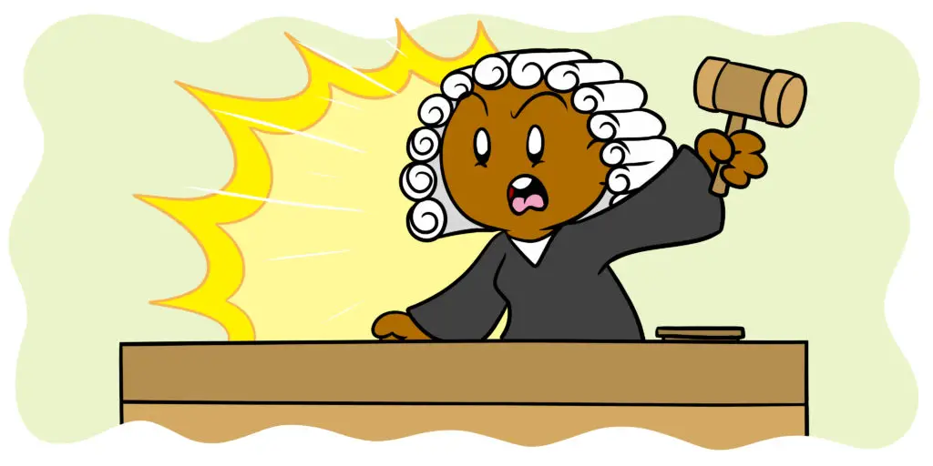 The 6 Golden Rules Of Writing Legal Fiction - A judge yells, banging her gavel.