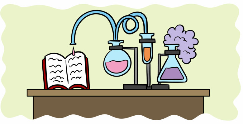 Which Readability Tests Can Actually Improve Your Writing? - Liquid flows from beakers, through tubes and onto a book.