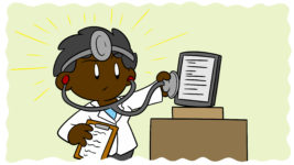 Escape Bad Writing Advice By Acting Like A Doctor - A doctor holds a stethoscope up to an e-reader.